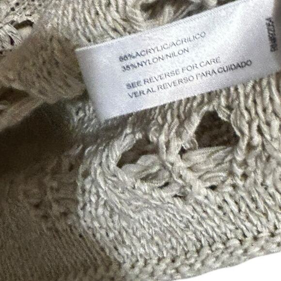 Debbie Morgan Women Boho Crochet Cardigan Sweater L‎ Beige Cottagecore Festival - Picture 9 of 10